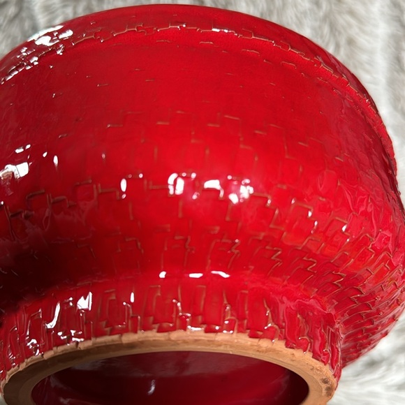 VINTAGE RED HANDMADE IN ITALY POTTERY BOWL BITOSSI STYLE EUC - Picture 4 of 9